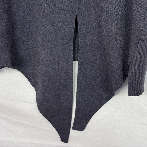 Retrology Dark Cornflower Blue, Asymmetrical Hem with Front-Tie Sweater in 1X - Picture 11 of 14